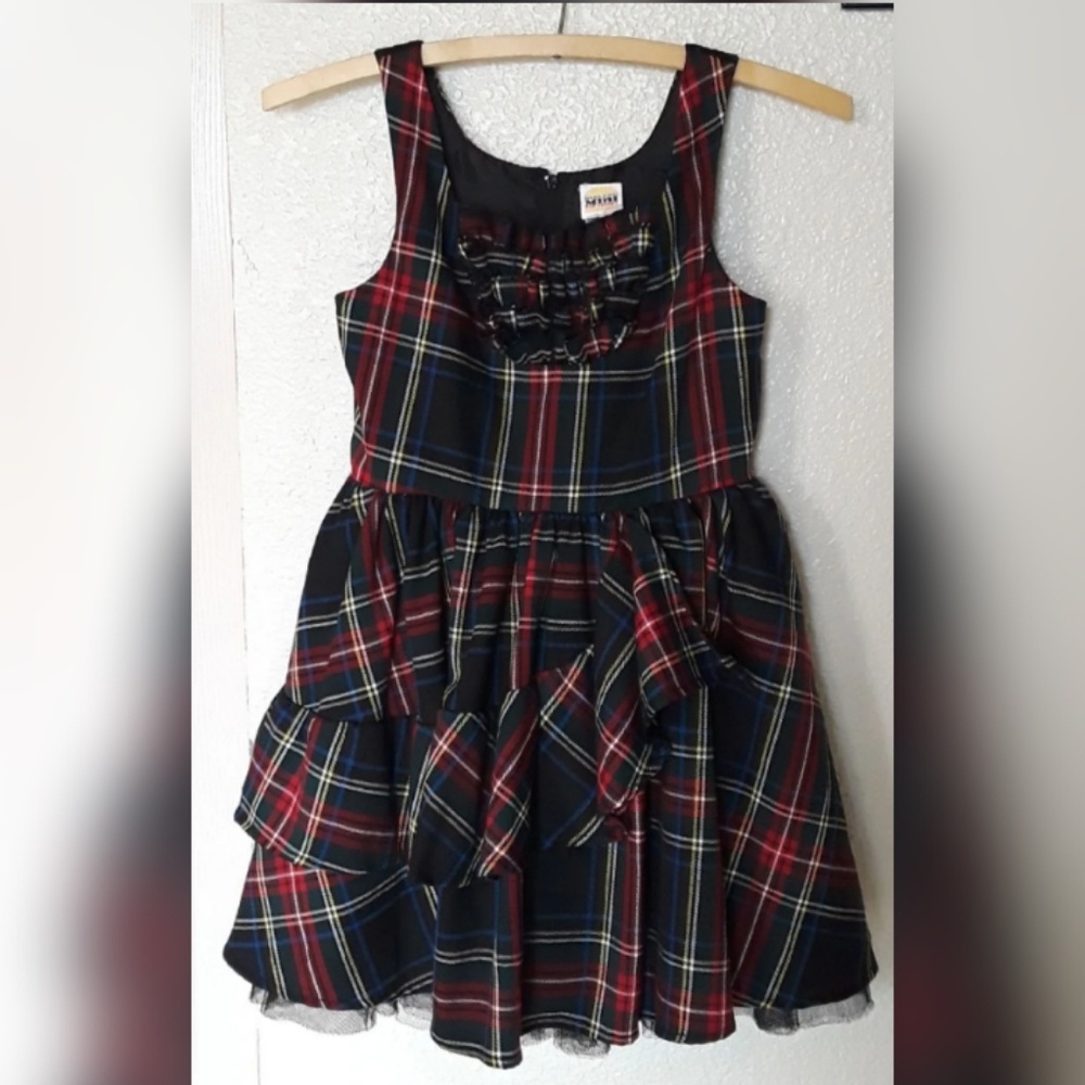 Harajuku Mini Sleeveless Plaid Ruffle Dress